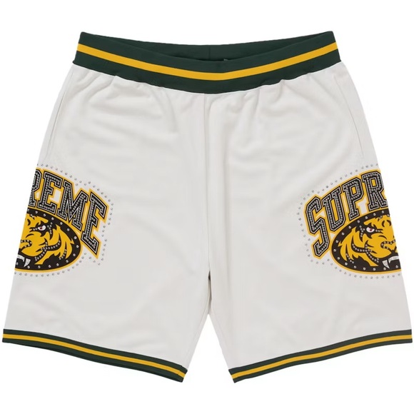 SUPREME Studded Basketball White Shorts Size Small - Picture 1 of 8